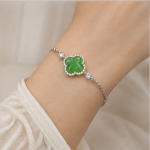 Jade Clover Bolo Bracelet in Silver Tone - 图片 2