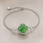 Jade Clover Bolo Bracelet in Silver Tone - 图片 3