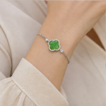 Jade Clover Bolo Bracelet in Silver Tone - 图片 5