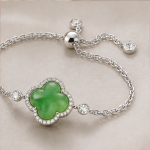Jade Clover Bolo Bracelet in Silver Tone - 图片 7