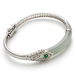 Jade Bangle with Silver Serpent Head Fittings - 图片 4