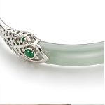 Jade Bangle with Silver Serpent Head Fittings - 图片 7
