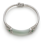 Jade Bangle with Silver Serpent Head Fittings - 图片 6