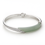 Sage Jade and Pave Crossover Bangle