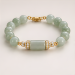 Jade Barrel and Bead Bracelet with Pave Rondelles - 图片 4