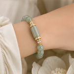 Jade Barrel and Bead Bracelet with Pave Rondelles - 图片 2