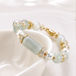 Curved Jade Tube and Pearl Link Bracelet - 图片 4