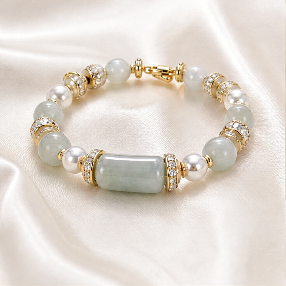 1786613312_b5b5207b (1)-4 Curved Jade Tube and Pearl Link Bracelet - 图片 1