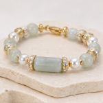 Curved Jade Tube and Pearl Link Bracelet - 图片 7