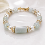 Curved Jade Tube and Pearl Link Bracelet - 图片 6