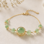 Round Jade Medallion Bracelet with Beaded Frame - 图片 6