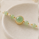 Round Jade Medallion Bracelet with Beaded Frame - 图片 4