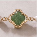 Jade Clover Bracelet with Pearl and Brilliant Stations - 图片 4