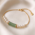 Carved Jade Cylinder and Pearl Bracelet - 图片 7