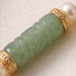 Carved Jade Cylinder and Pearl Bracelet - 图片 4