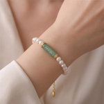 Carved Jade Cylinder and Pearl Bracelet - 图片 8