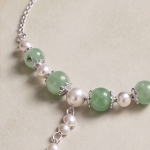 Green Aventurine and Pearl Bracelet with Pearl Tassel - 图片 3