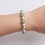 Green Aventurine and Pearl Bracelet with Pearl Tassel - 图片 2