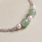 Green Aventurine and Pearl Bracelet with Pearl Tassel - 图片 4