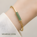 Minimalist Jade Bar Open Cuff Bangle - 图片 4