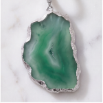 Sliced Green Agate Drop Earrings in Sterling Silver - 图片 2