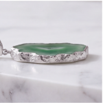 Sliced Green Agate Drop Earrings in Sterling Silver - 图片 4