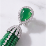 Green Chalcedony Bead Tassel Drop Earrings in White Gold-Tone - 图片 4