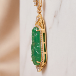 Carved Jade Dragon Earring and Pendant Set in Gold-Tone - 图片 8