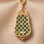 Carved Jade Dragon Earring and Pendant Set in Gold-Tone - 图片 7