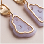 Carved Lavender Jade Abstract Drop Earrings in Gold-Tone - 图片 2