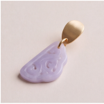 Carved Lavender Jade Abstract Drop Earrings in Gold-Tone - 图片 4