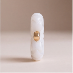 Carved White Agate Swirl Hoop Earrings with Cubic Zirconia in Gold-Tone - Image 3