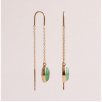 Marquise Green Jade Threader Earrings in Gold-Tone - 图片 3